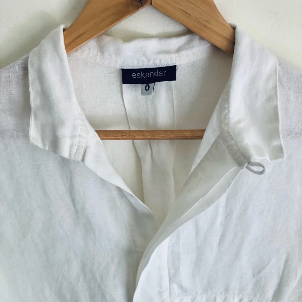 Eskandar 100% linen white button down - Picture 8 of 16
